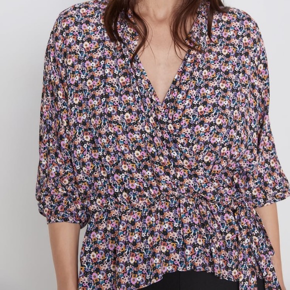 Zara floral print wrap blouse - Picture 2 of 6